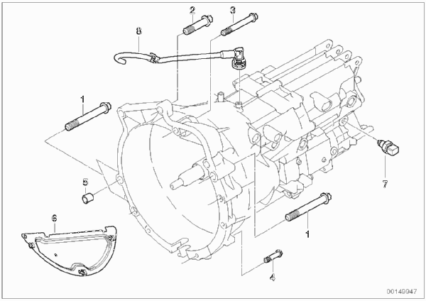Крепление/дополнит.элементы КПП для BMW E85 Z4 2.0i N46 (схема запчастей)