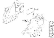Обшивка багажного отделения Бок для BMW E46 318ti N46 (схема запасных частей)
