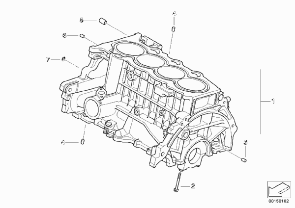 Блок-картер двигателя для BMW R50 One D W17 (схема запчастей)
