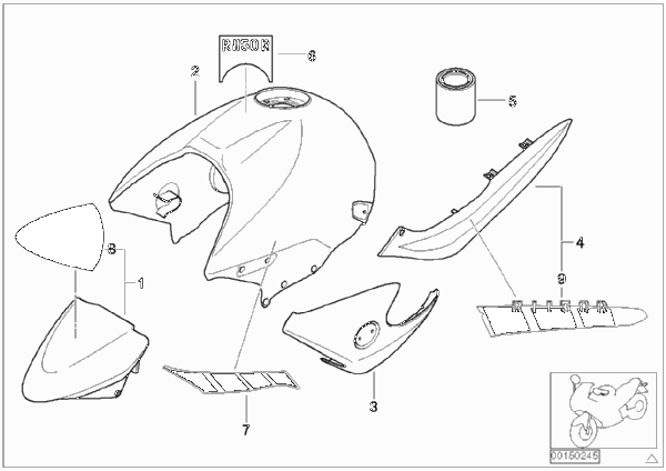 Окраш.детали 985 weissalu3/sydneyblau для BMW R28 R 1150 R 01 (0429,0439) 0 (схема запчастей)