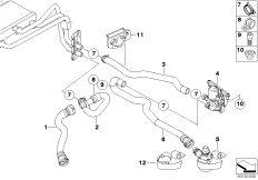 Водяные шланги насос-клапан IHKA Basis для BMW E61 525i M54 (схема запасных частей)