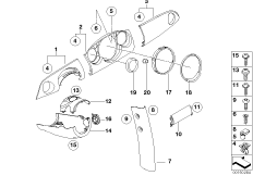 Доп.элементы панели приборов для BMW R52 Cooper S W11 (схема запасных частей)