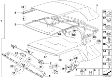 складной верх для BMW E46 330Ci M54 (схема запасных частей)