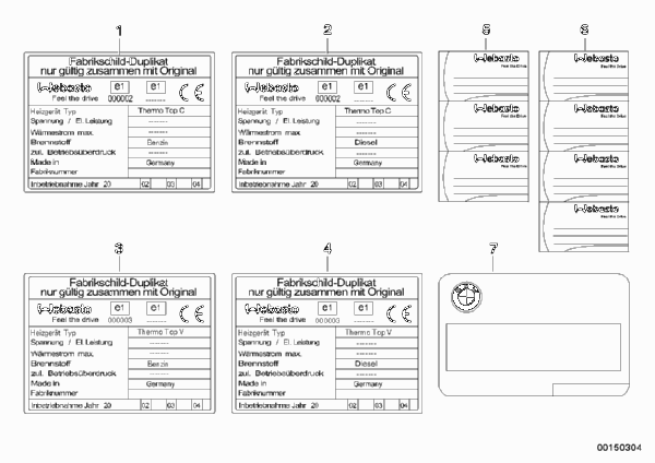 Шильдик "Автономная система отопления" для BMW E63N 630i N53 (схема запчастей)