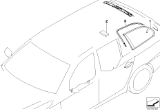 Боковое стекло неподвижное для BMW E61N 530i N52N (схема запасных частей)