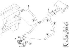 Дополнит.водяная помпа/водяной шланг для BMW E85 Z4 M3.2 S54 (схема запасных частей)