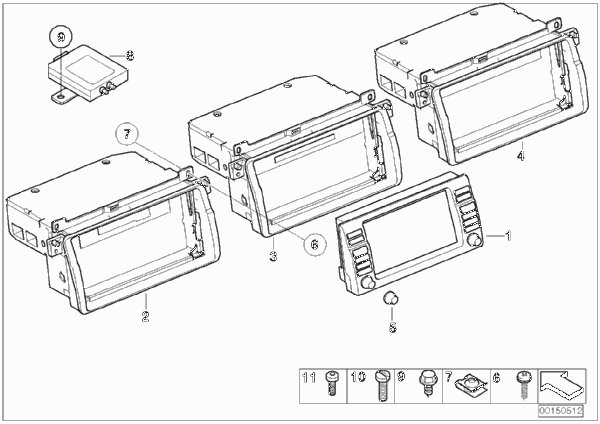 Бортовой монитор/ усилитель ТВ для BMW E46 316ti N46 (схема запчастей)