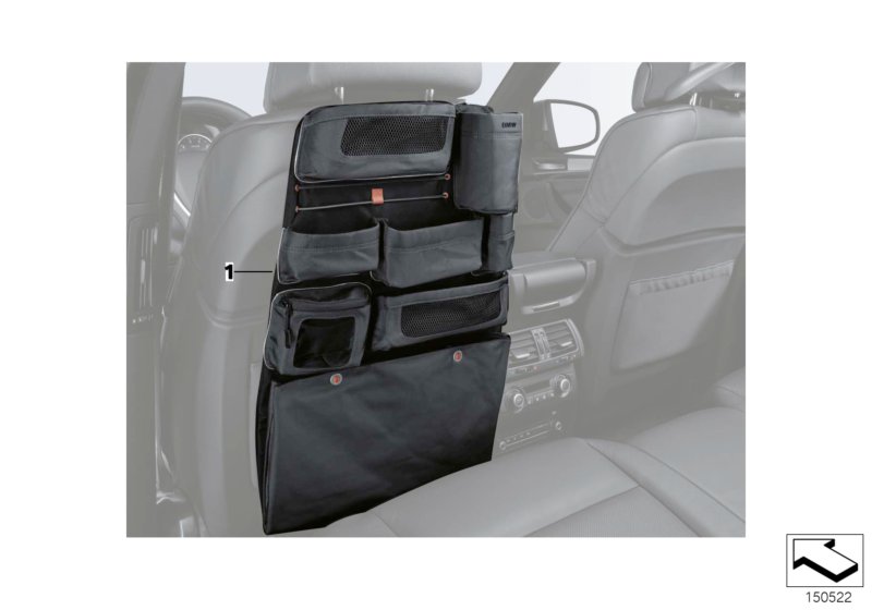 Карман на спинке сиденья для BMW E83 X3 3.0d M57N2 (схема запчастей)