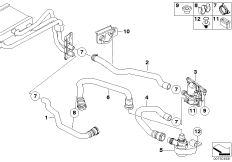 Водяные шланги насос-клапан IHKA Basis для BMW E61 520d M47N2 (схема запасных частей)