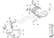 Система выпуска ОГ Зд для BMW E85 Z4 3.0si N52 (схема запасных частей)