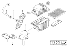 Глушитель шума всасыв./сменн.эл.фильтра для MINI R52 Cooper S W11 (схема запасных частей)