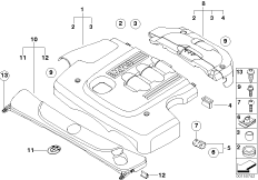 Звукоизоляционный кожух двигателя для BMW E90 320d M47N2 (схема запасных частей)