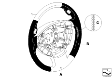 Инд.спорт.рулевое колесо, двухцветное для BMW E65 730d M57N2 (схема запасных частей)
