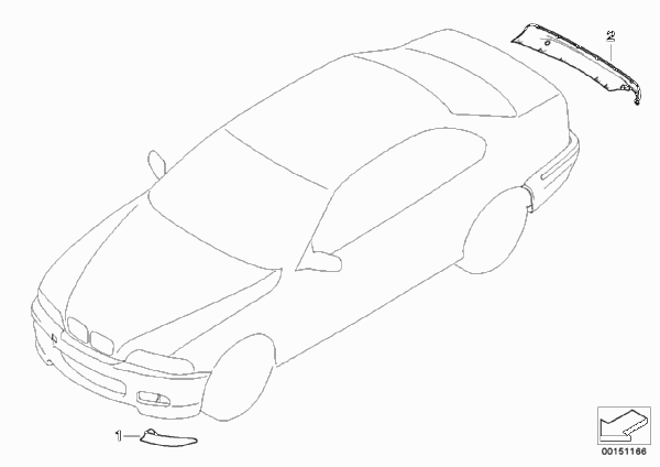 Аэродинам.принадлежности M Performance для BMW E46 330d M57 (схема запчастей)