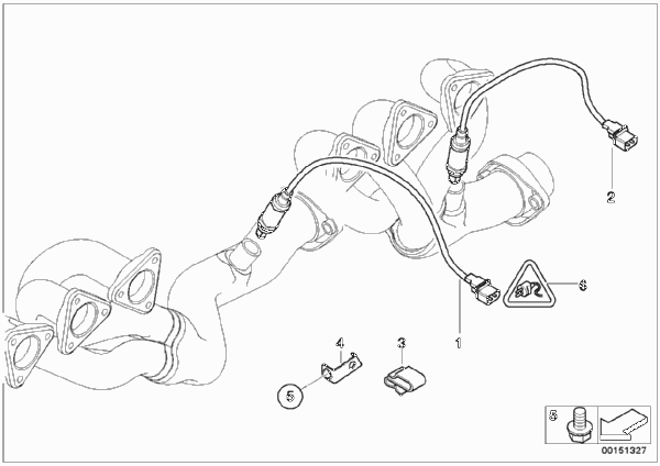 Лямбда-зонд/дополнительные элементы для BMW E85 Z4 M3.2 S54 (схема запчастей)