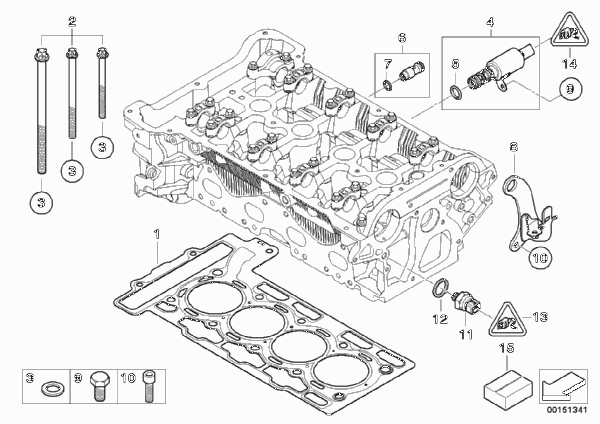 Головка блока цилиндров-доп.элементы для BMW R55N Coop.S JCW N14 (схема запчастей)
