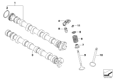 Распредвал мех.клап.газораспред./клапаны для MINI R56 Cooper S N14 (схема запасных частей)