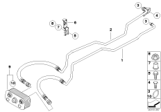 Трубопровод масл.радиатора/теплообменник для BMW E83N X3 2.5si N52N (схема запасных частей)