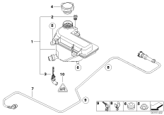 Расширит.бачок/трубопроводы для BMW E86 Z4 M3.2 S54 (схема запасных частей)