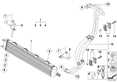 Маслян.радиатор/трубопр.масл.радиатора для BMW E86 Z4 M3.2 S54 (схема запасных частей)