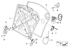Каркас подушки зад.сид.с люком в спинке для MINI R53 Cooper S W11 (схема запасных частей)