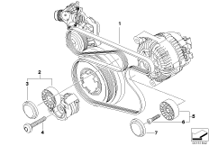 Ременный привод водяной помпы/генератора для BMW E91 320d M47N2 (схема запасных частей)