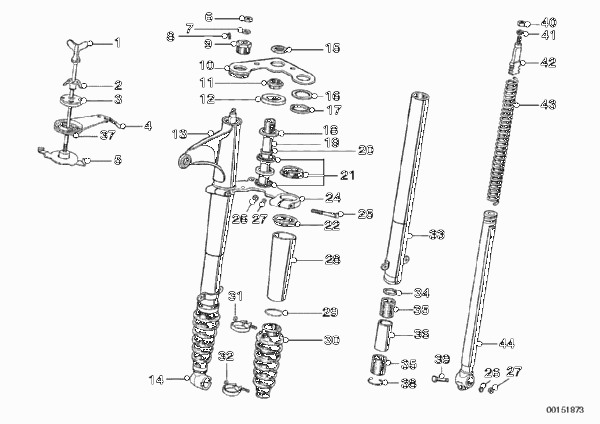 Телескопическая вилка для MOTO T24 R24 0 (схема запчастей)