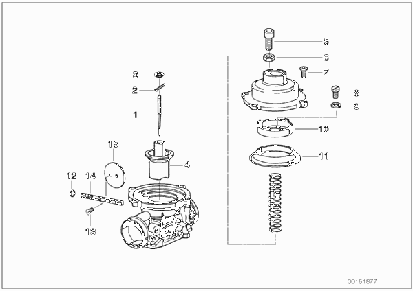 Поршень карбюратора/игла жиклера для BMW 2476 R75/6 0 (схема запчастей)