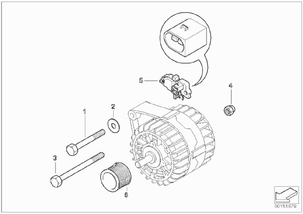 Детали генератора для BMW E60N 530xd M57N2 (схема запчастей)