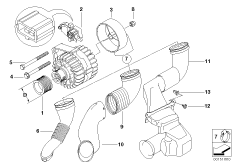 Детали генератора 120 А Bosch для BMW E46 325i M54 (схема запасных частей)
