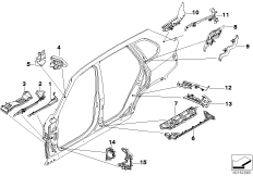Детали из шумопогл.матер.в полост.боков. для BMW E70 X5 3.0d M57N2 (схема запасных частей)