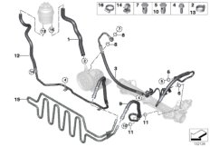 Маслопроводы гидроусилителя рул.управл. для BMW E91 330xd M57N2 (схема запасных частей)