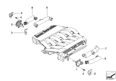 Система вентиляции картера для BMW E65 760i N73 (схема запасных частей)