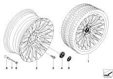 Л/c диск BMW с радиальн.спицами диз.187 для BMW E92N 325xi N52N (схема запасных частей)