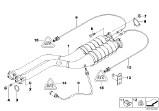 Катализатор/передний доп.глушитель для BMW E85 Z4 M3.2 S54 (схема запасных частей)