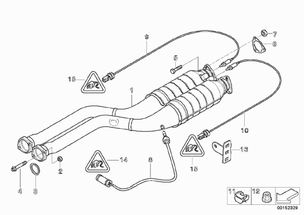 Катализатор/передний доп.глушитель для BMW E85 Z4 M3.2 S54 (схема запчастей)