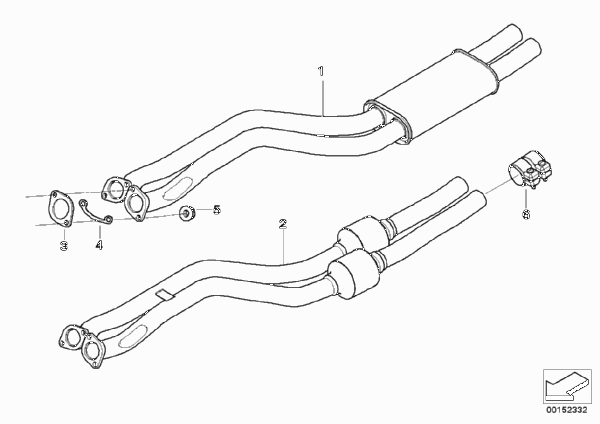 Катализатор/передний доп.глушитель для BMW E86 Z4 3.0si N52 (схема запчастей)