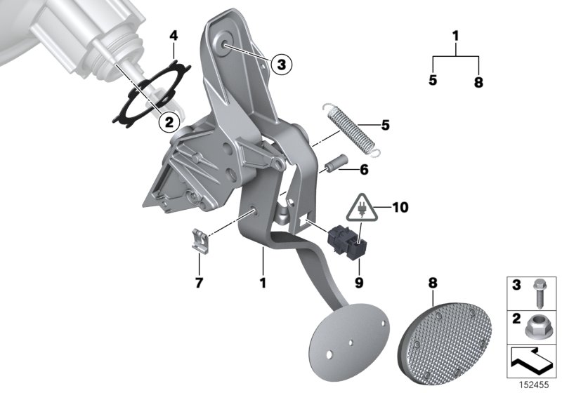 Педальный механизм для BMW R55 Cooper d W16 (схема запчастей)