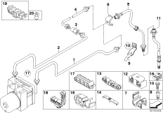Трубопровод тормозного привода Зд для BMW E85 Z4 2.0i N46 (схема запасных частей)