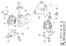 Подвеска двигателя для BMW E93 330d M57N2 (схема запасных частей)