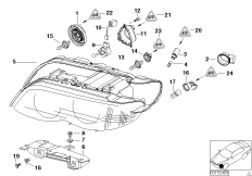 Детали фары для BMW E53 X5 4.4i M62 (схема запасных частей)
