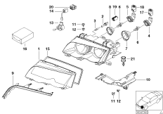 Детали фары для BMW E46 325xi M54 (схема запасных частей)