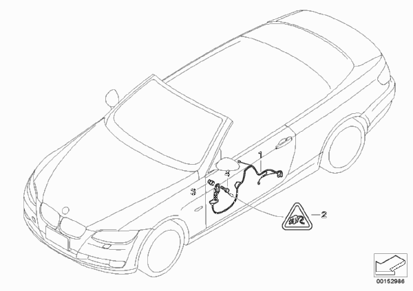 Жгуты проводов двери для BMW E93 325i N52N (схема запчастей)