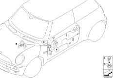 Жгуты проводов двери для BMW R57 Coop.S JCW N14 (схема запасных частей)