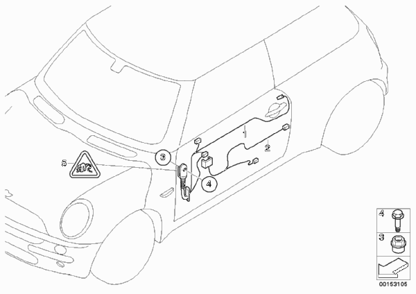 Жгуты проводов двери для BMW R56 Cooper S N14 (схема запчастей)