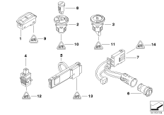 Различные выключатели/прикуриватели для BMW E85 Z4 2.0i N46 (схема запасных частей)