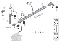 Ресивер/инжектор/провод для BMW E61 530xd M57N2 (схема запасных частей)