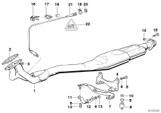 Система выпуска ОГ с катализатором для BMW E34 518i M43 (схема запасных частей)