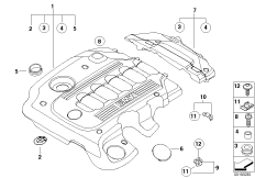 Звукоизоляционный кожух двигателя для BMW E92N 335d M57N2 (схема запасных частей)