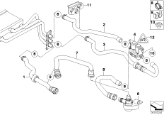 Водяные шланги насос-клапан IHKA High для BMW E61 525d M57N (схема запасных частей)